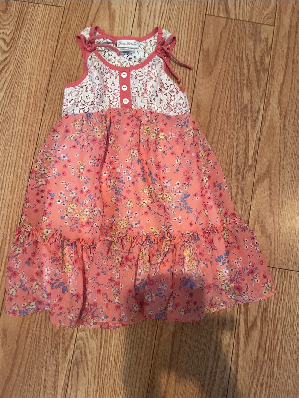 Jona Michelle Coral Floral Lace Bodice Sundress